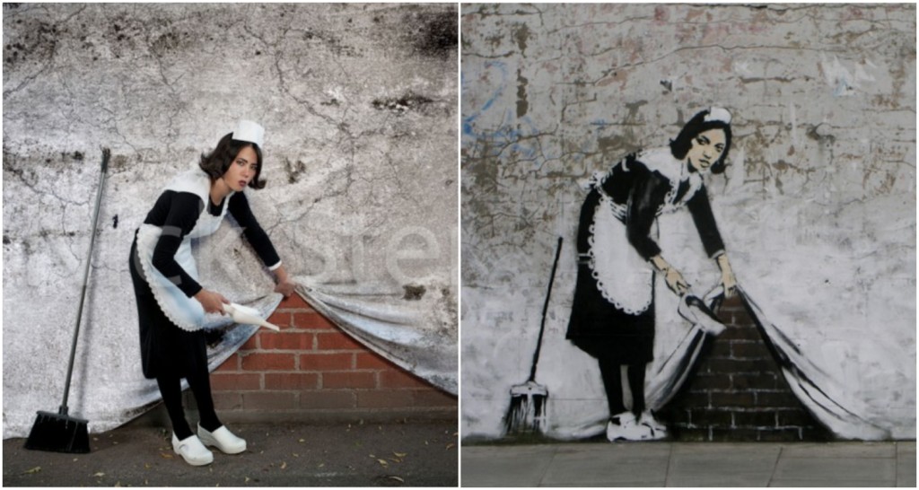 Maid Sweeping Under Wall